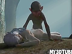 White haired 3D babe gets fucked hard by an alien