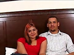 Latino couple making home porno