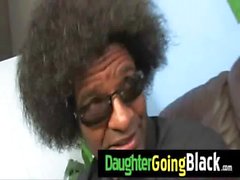 Watch my petite daughter when is ride a black cock 1
