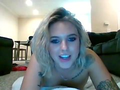 Blonde tight pussy babe solo fingering in glamour solo