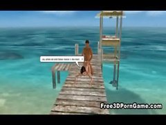 Sexy 3D cartoon honey getting fucked on the beach