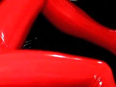 Red on Black - Latex Rubber Catsuit