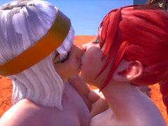 аниме блондин игра целующий лесбиянка 