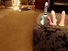 Brunette milf in stockings masturbating by dildo on webcam