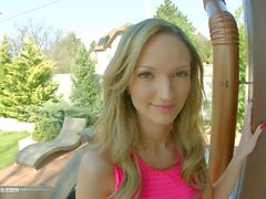 Melanie gets herself off by masturbating with fingers and dildo at Give Me Pink
