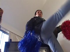 Black cheerleader takes stiff cock and facial