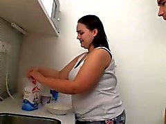 Hardcore sex with BBW at the kitchen