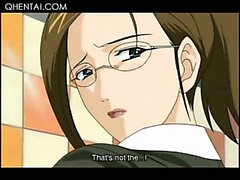 Nasty hentai teacher in glasses having hardcore anal sex