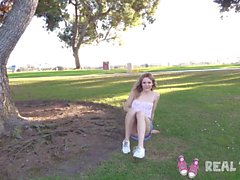 Real Teens - New girl Addee public flashing and masturbation