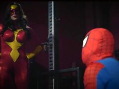 Superheroine Spider Woman Captures and Tortures Cat Woman