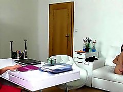 Euro cleaning lady licks female agent office lesbian