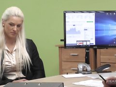 Blonde slut fucked on office table