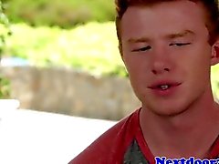 muscular redhead gay hunk jerking off