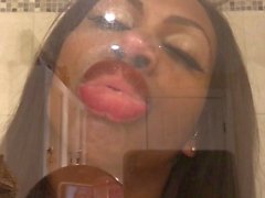 ASMR - Glass Kissing - Ass Worship - Wet Mouth Sounds - EbonyLovers