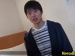 Asian teen jerking off