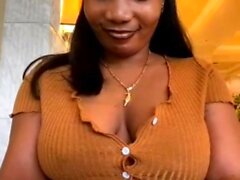 ebony shows tits pussy restaurant masturbates bathroom 02
