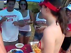 College Girls Flashing Their Tits At A Tailgate Party