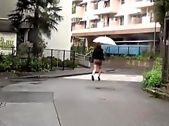 Asian sluts piss in rain